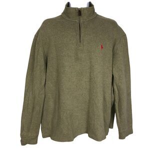 Vintage 90s Ralph Lauren Polo Mens XL Sweater Green Long Sleeve 1/4 Zip